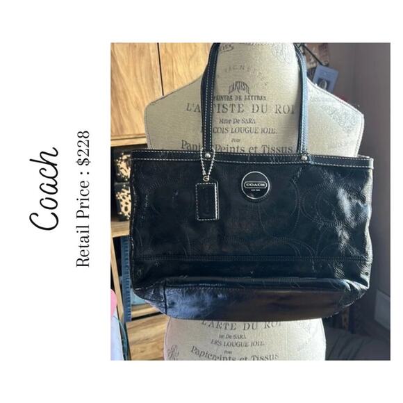 Vintage Coach Leather C Stitch Monagram Bag - Picture 1 of 8